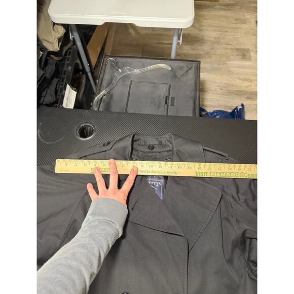 Vintage Burberrys Wool Trench Coat NovaCheck Liner Black Size 6 Long - Picture 15 of 16